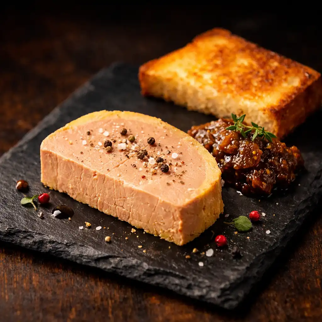 Foie gras maison avec chutney de figues et pain brioché