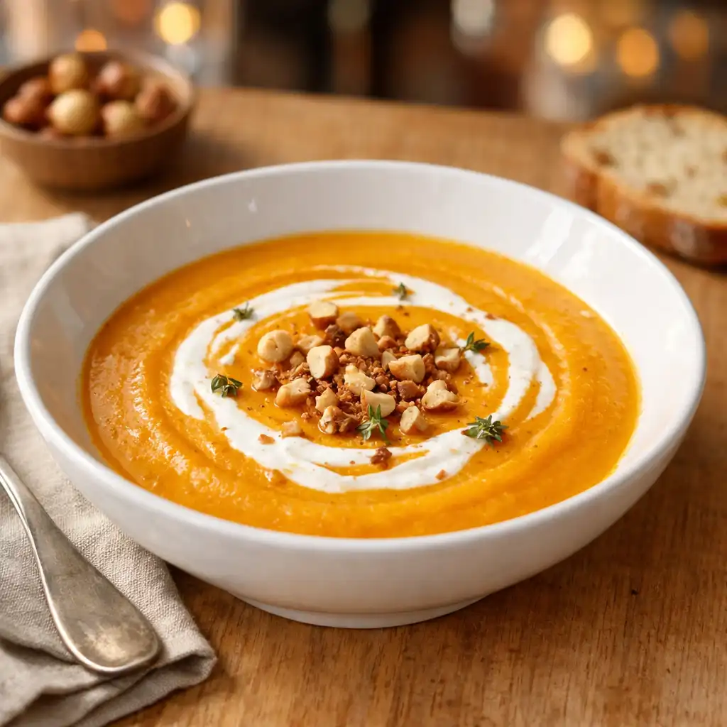 Velouté de potimarron aux éclats de noisettes