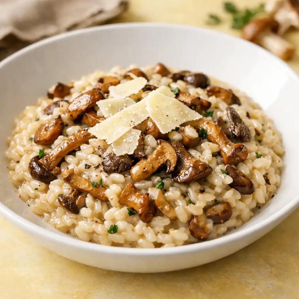 Risotto aux champignons des bois et parmesan affiné