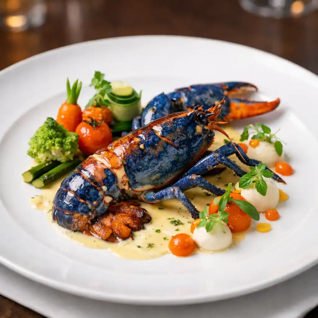 Homard bleu rôti avec beurre blanc au champagne